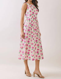 Tcec - Floral Bow Back Midi Dress