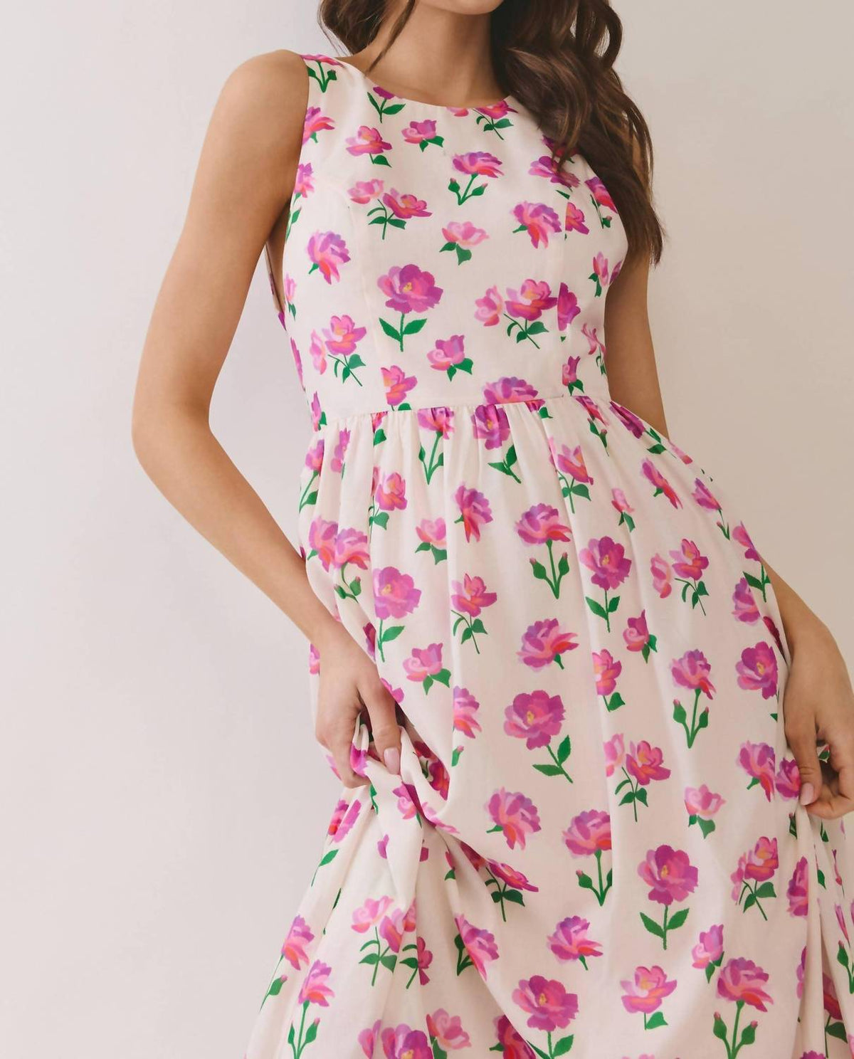 Tcec - Floral Bow Back Midi Dress
