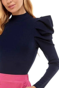Tcec - High Neck Puff Sleeve Bodysuit