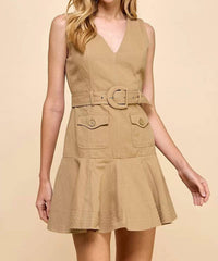 Tcec - Khaki Breeze Mini Dress - brown - clothing - dresses