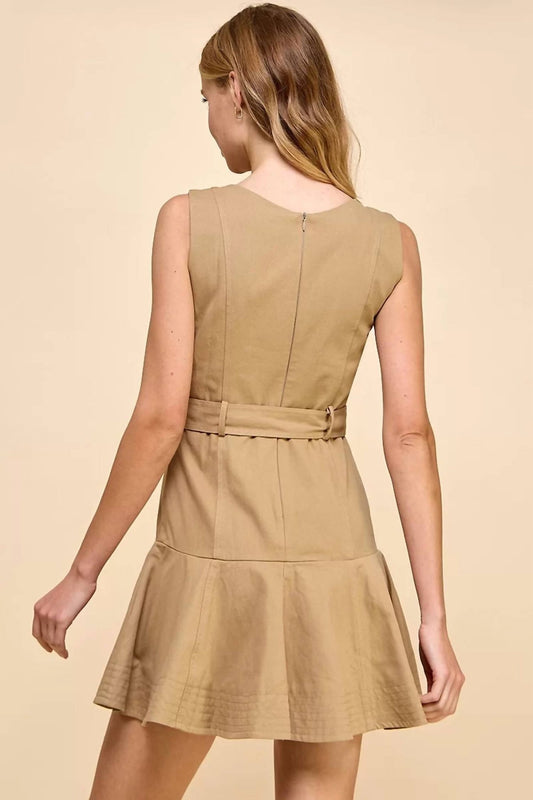 Tcec - Khaki Breeze Mini Dress - brown - clothing - dresses