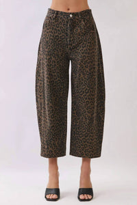 Tcec - Leopard Print Barrel Leg Pants