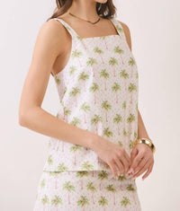 Tcec - Palm Print Square Neck Top