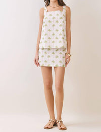 Tcec - Palm Print Square Neck Top