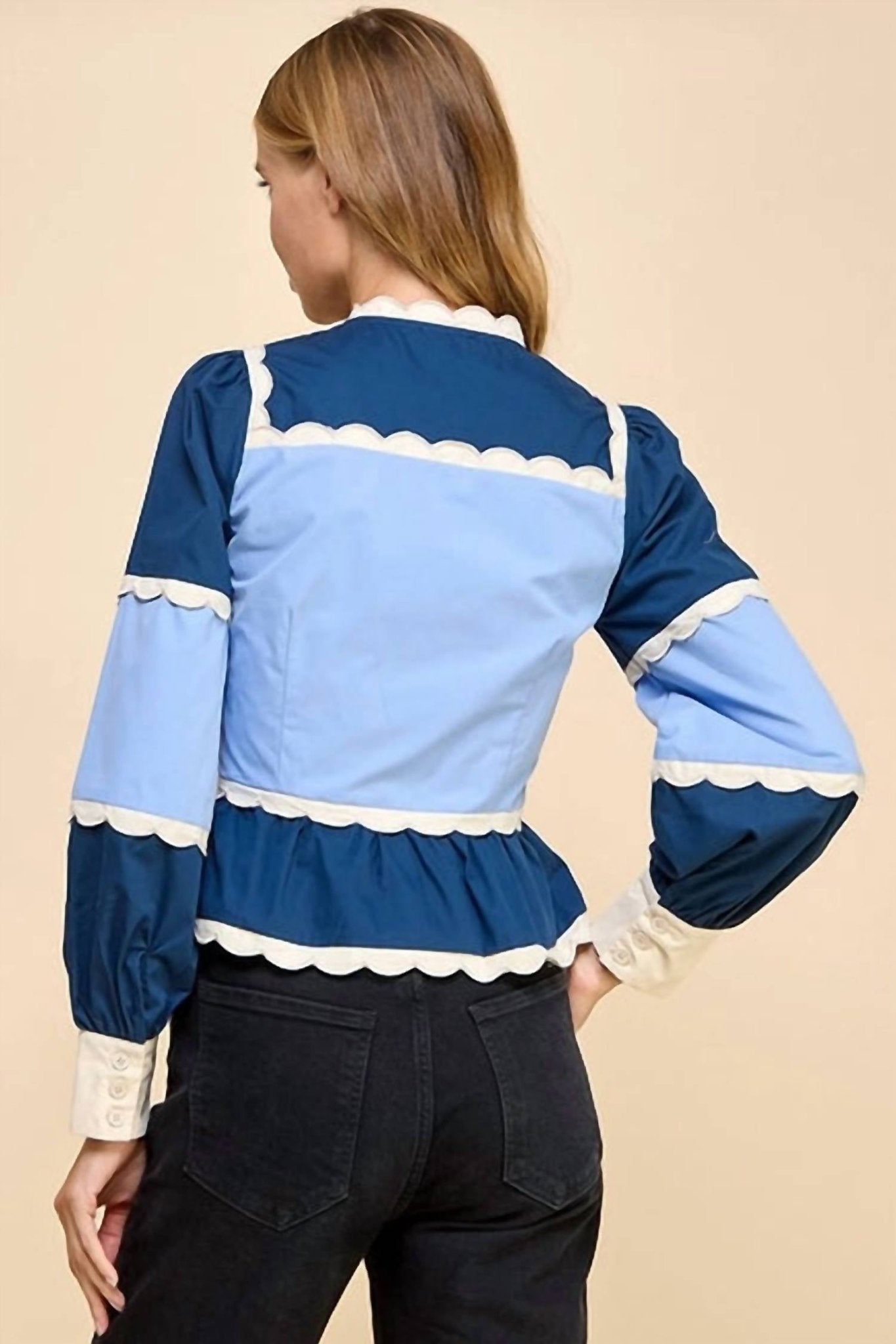 Tcec - Peplum Color Block Top - blouses - blue - clothing