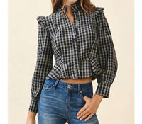 Tcec - Plaid Peplum Hem Top
