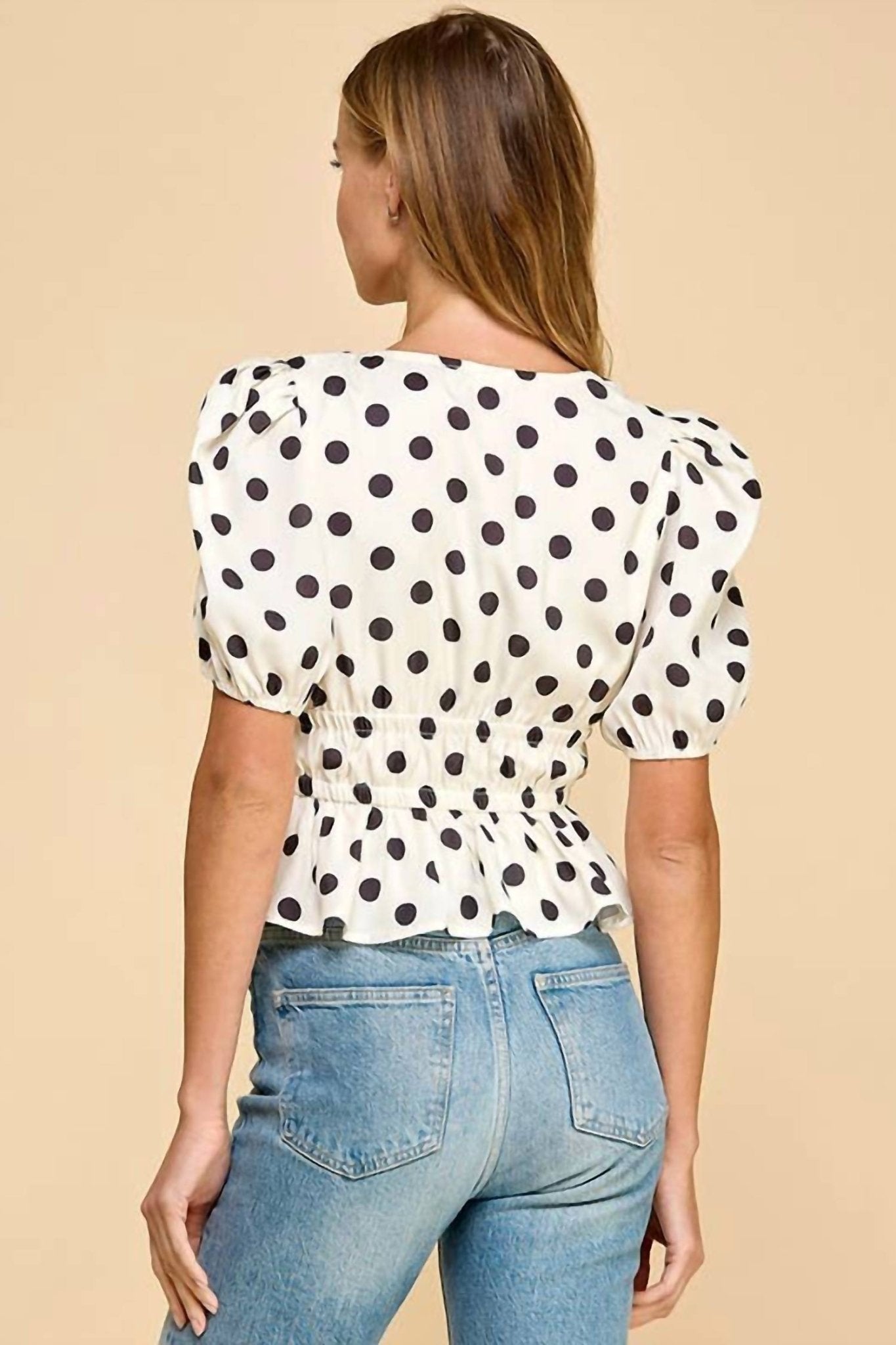 Tcec - Polka Dot Print Scoop Top - blouses - clothing - polka - dot