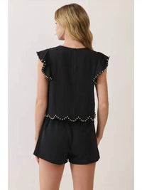 Tcec - Scalloped Stud Trimmed Top