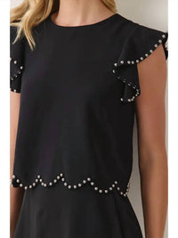 Tcec - Scalloped Stud Trimmed Top