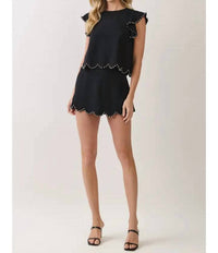 Tcec - Scalloped Stud Trimmed Top