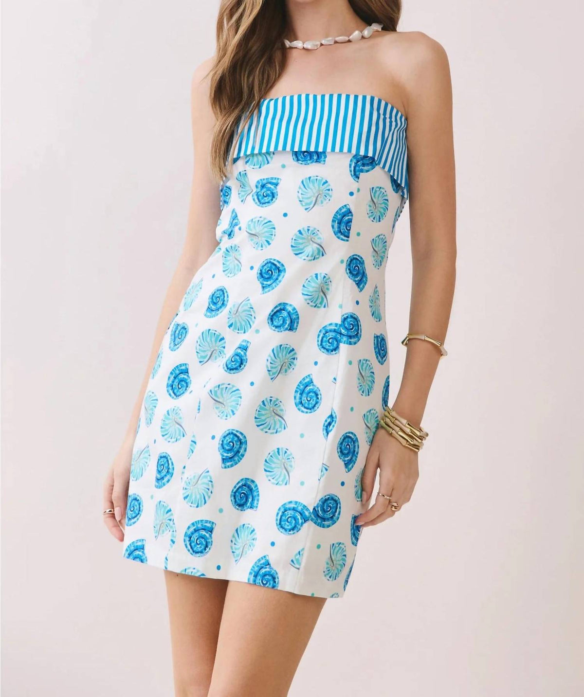 Tcec - Seashell Contrast Strapless Mini Dress