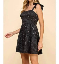 Tcec - Sequin Bow Detail Straps Dress