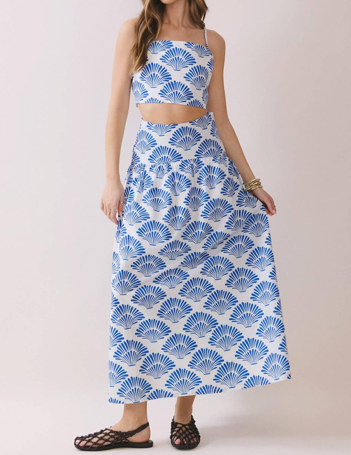 Tcec - Shell Print Midi Skirt