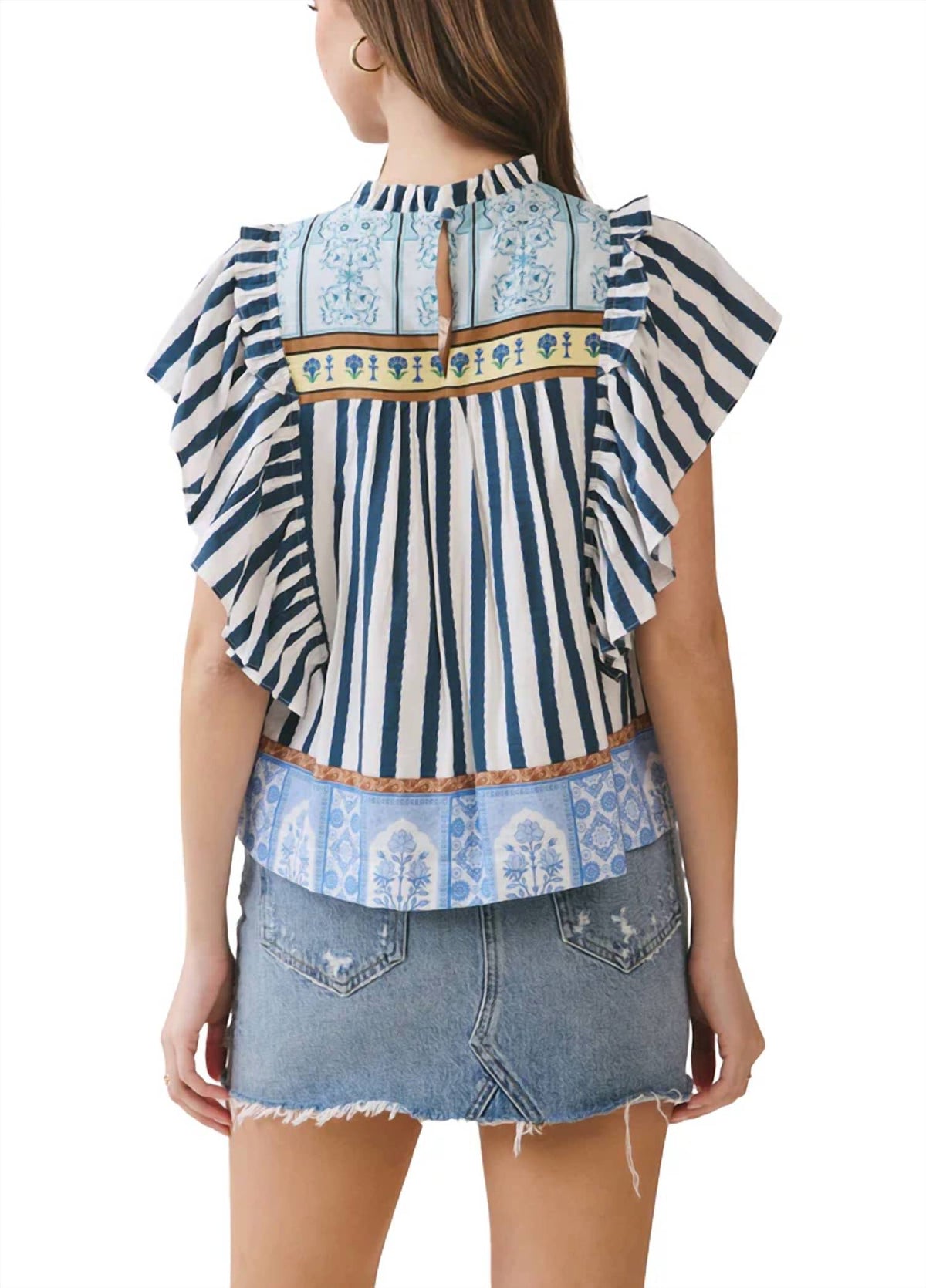 Tcec - Sorrento Stripe Ruffle Top