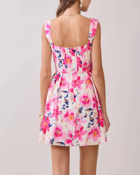 Tcec - Square Neck Floral Mini Dress