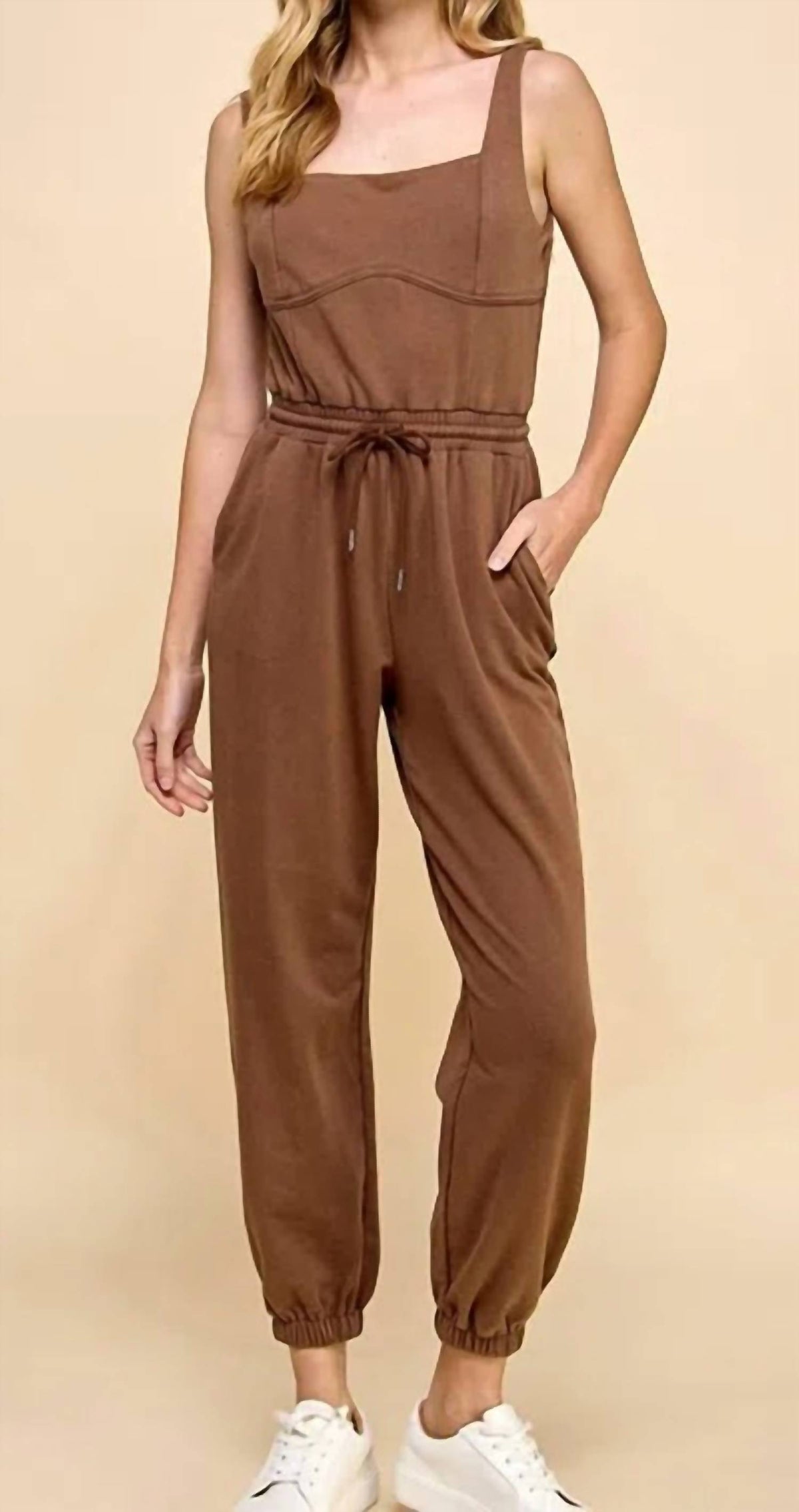 Tcec - Square Neck Sleeveless Jumpsuit