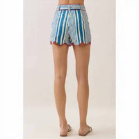 Tcec - Striped Scalloped Edge Shorts