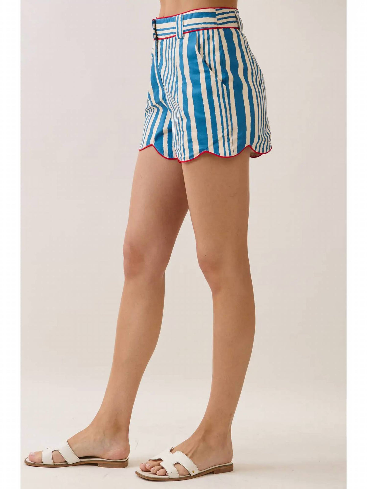 Tcec - Striped Scalloped Edge Shorts