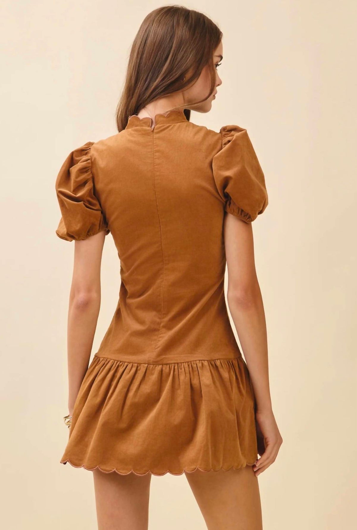 Tcec - Suede Ruffle Hem Dress