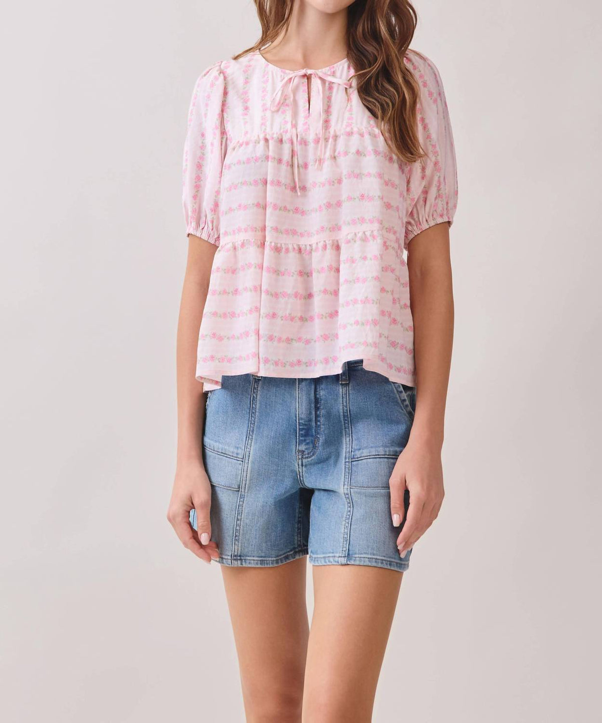 Tcec - Tip Tie-neck Peplum Top