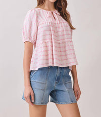 Tcec - Tip Tie-neck Peplum Top