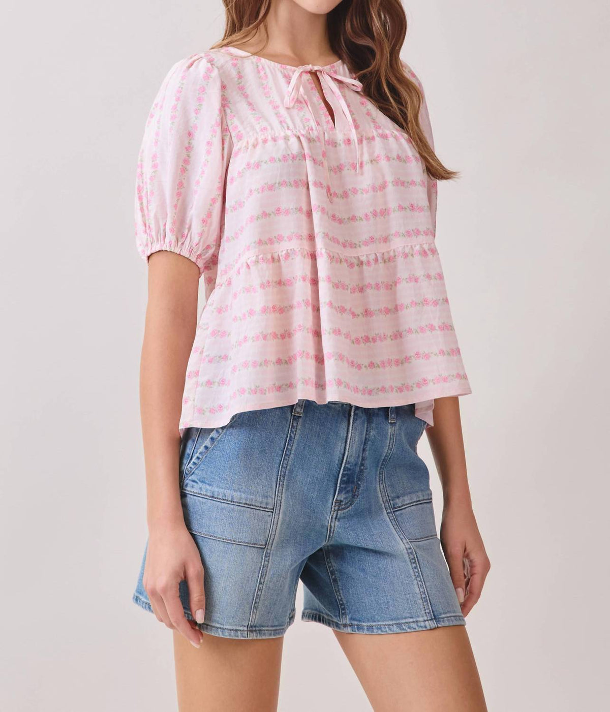 Tcec - Tip Tie-neck Peplum Top