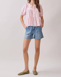 Tcec - Tip Tie-neck Peplum Top