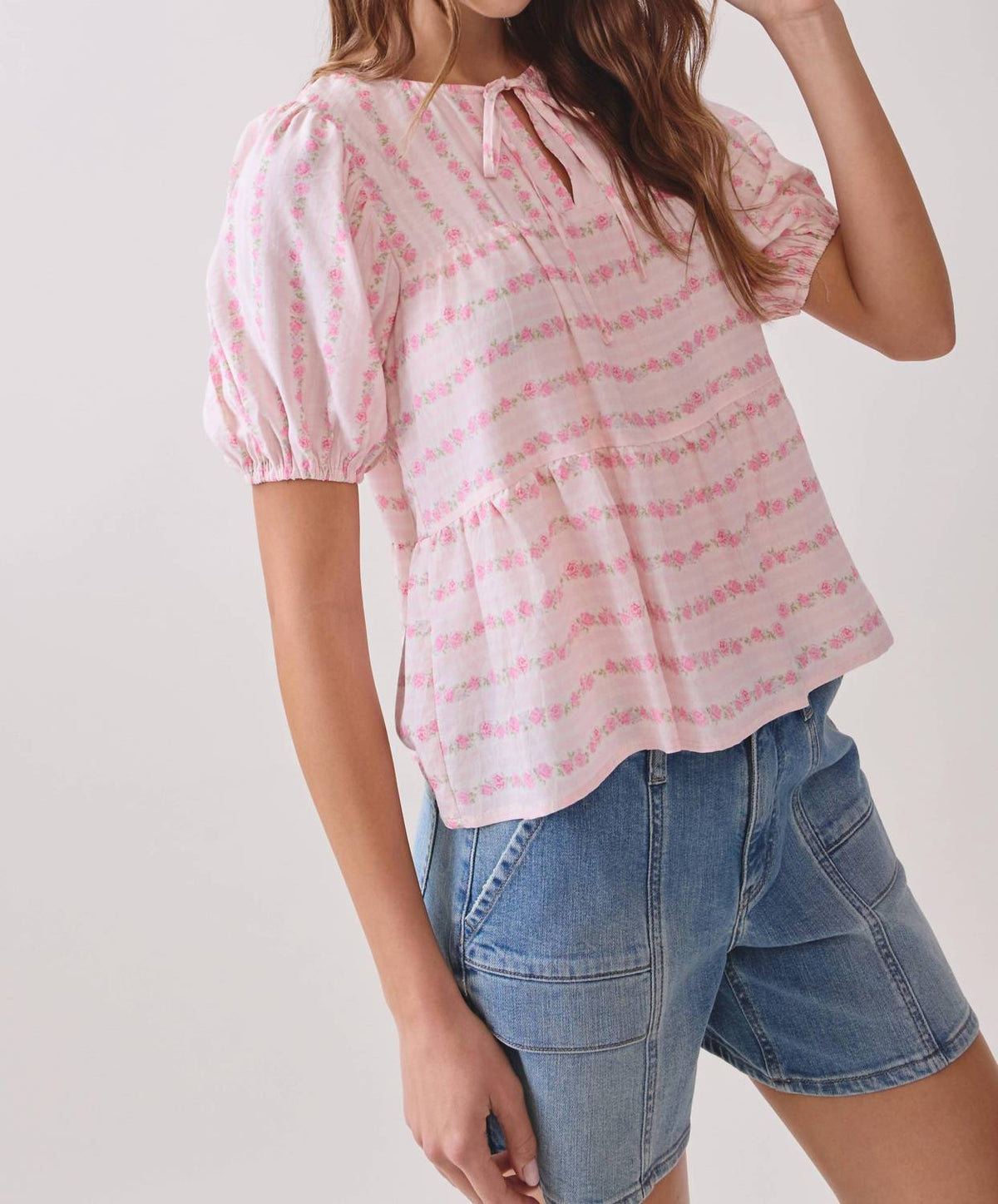 Tcec - Tip Tie-neck Peplum Top