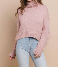 Tcec - Turtleneck Fringe Sweater