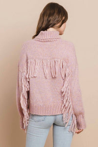 Tcec - Turtleneck Fringe Sweater