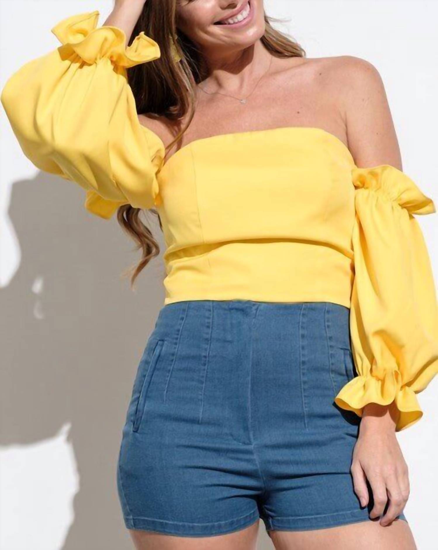 Tea & Cup - Yasmine Off Shoulder Top - clothing - crop - tops - polyester