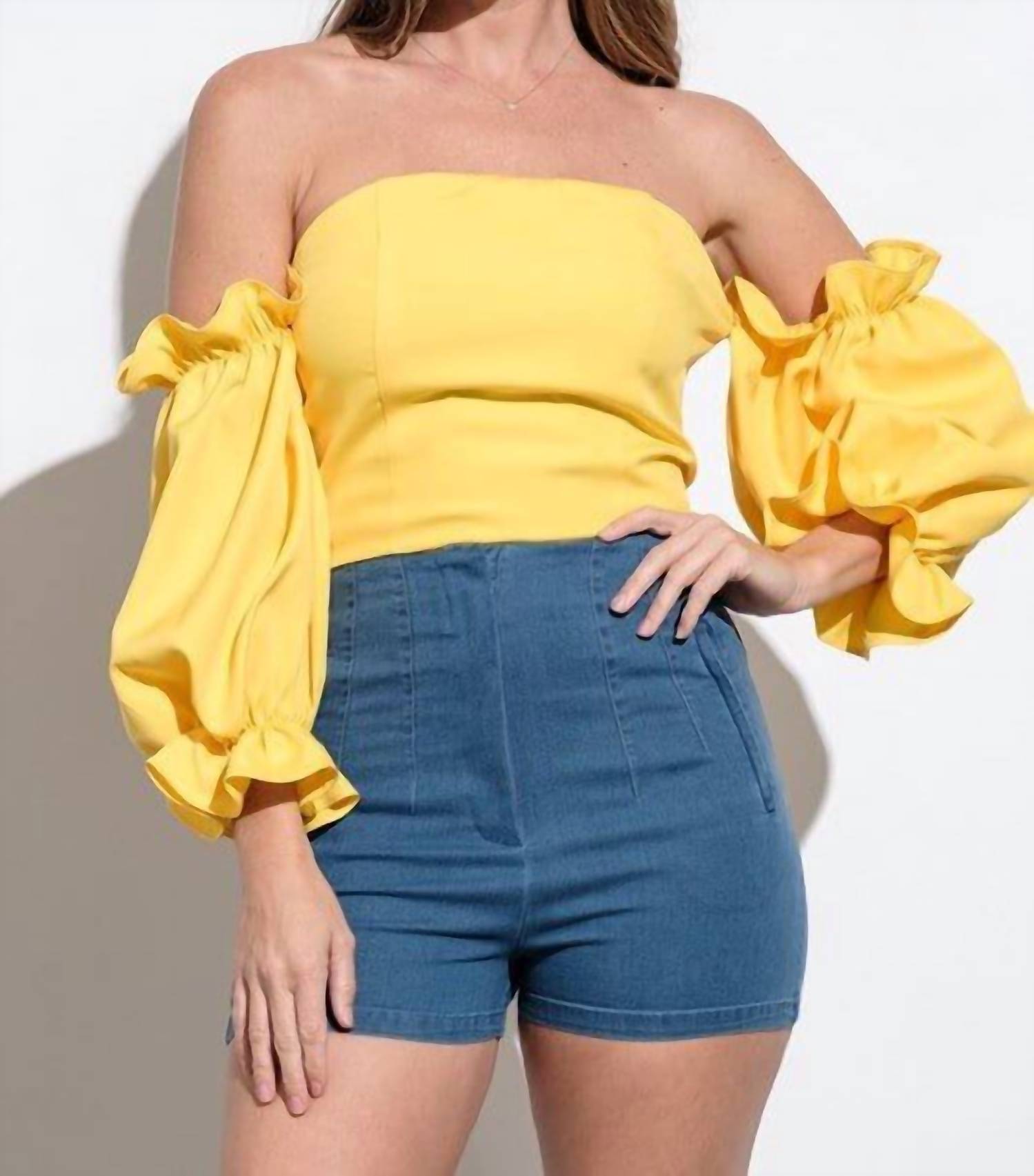 Tea & Cup - Yasmine Off Shoulder Top - clothing - crop - tops - polyester