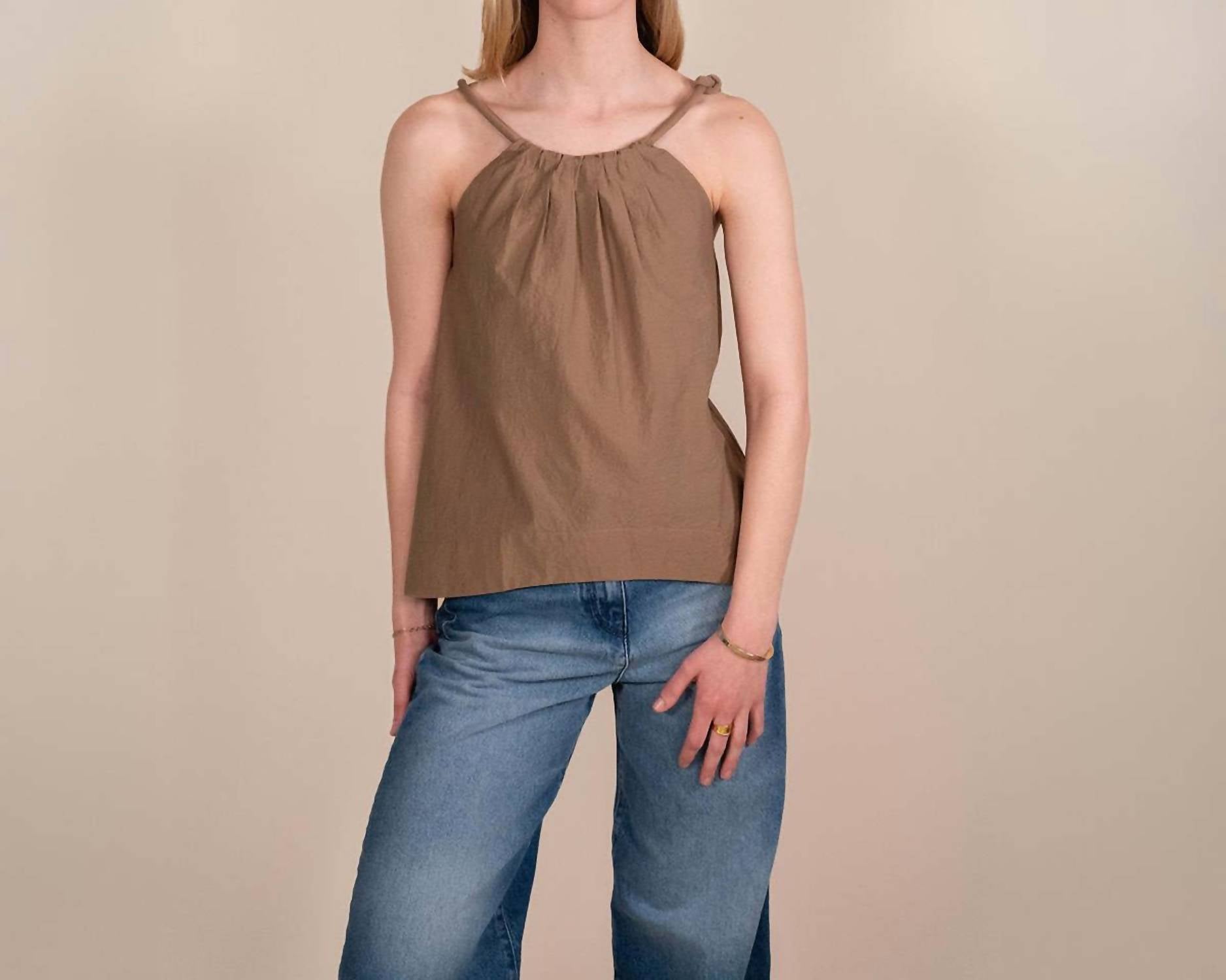Tela - Peltro Top - brown - clothing - cotton - blend