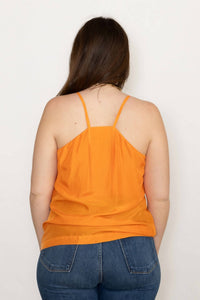 Tela - Ring Tank - clothing - orange - silk