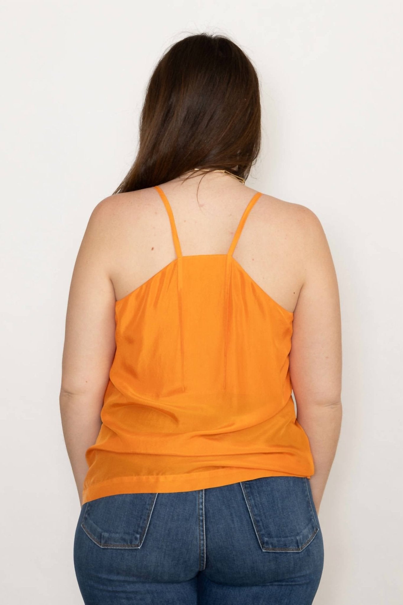 Tela - Ring Tank - clothing - orange - silk