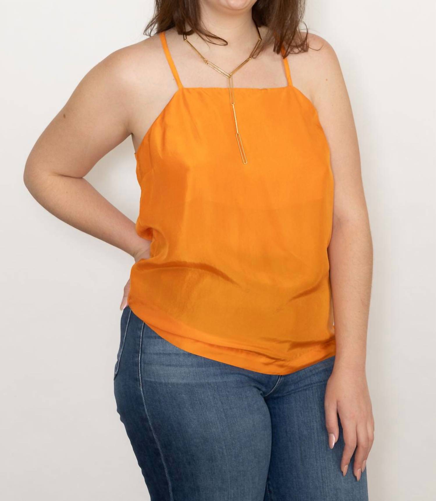 Tela - Ring Tank - clothing - orange - silk