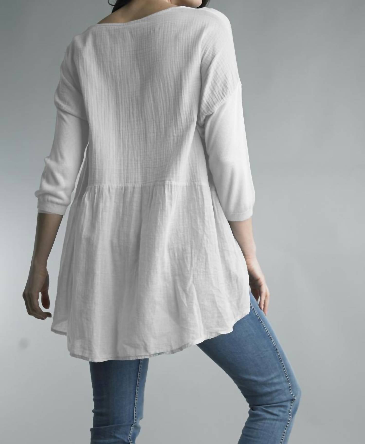 Tempo Paris - 3/4 Sleeve V Neck Top - clothing - shirts - tees - long - sleeve