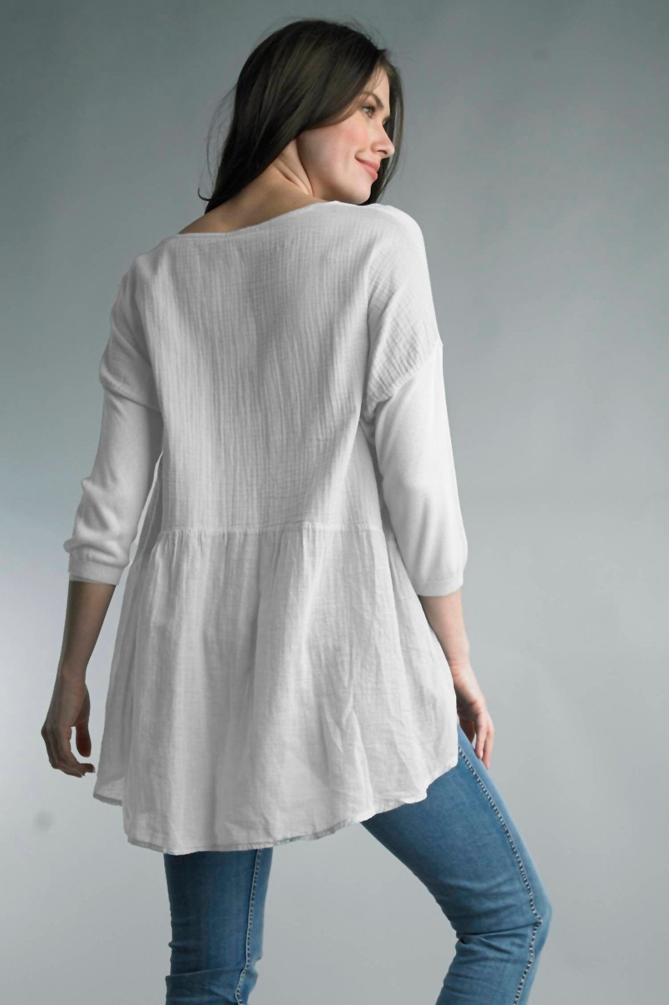 Tempo Paris - 3/4 Sleeve V Neck Top - clothing - shirts - tees - long - sleeve