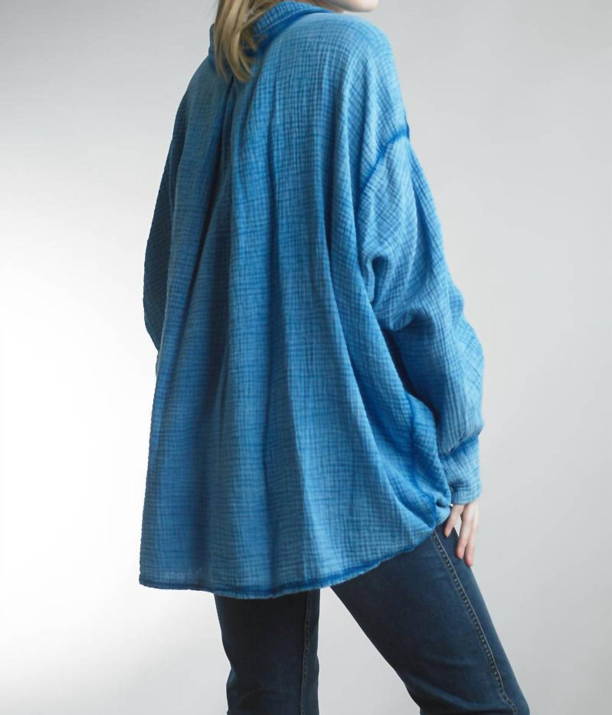 Tempo Paris - Gauze Oversized Button Front Shacket Top