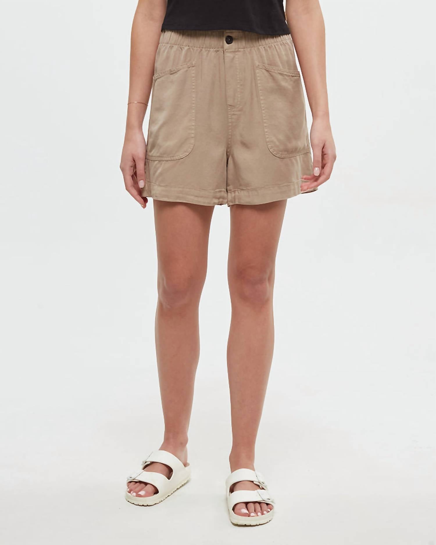 Tentree - Cascades Relaxed High Rise Pull - on Short - beige - clothing - high - waist