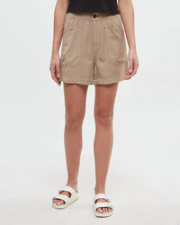 Tentree - Cascades Relaxed High Rise Pull - on Short - beige - clothing - high - waist