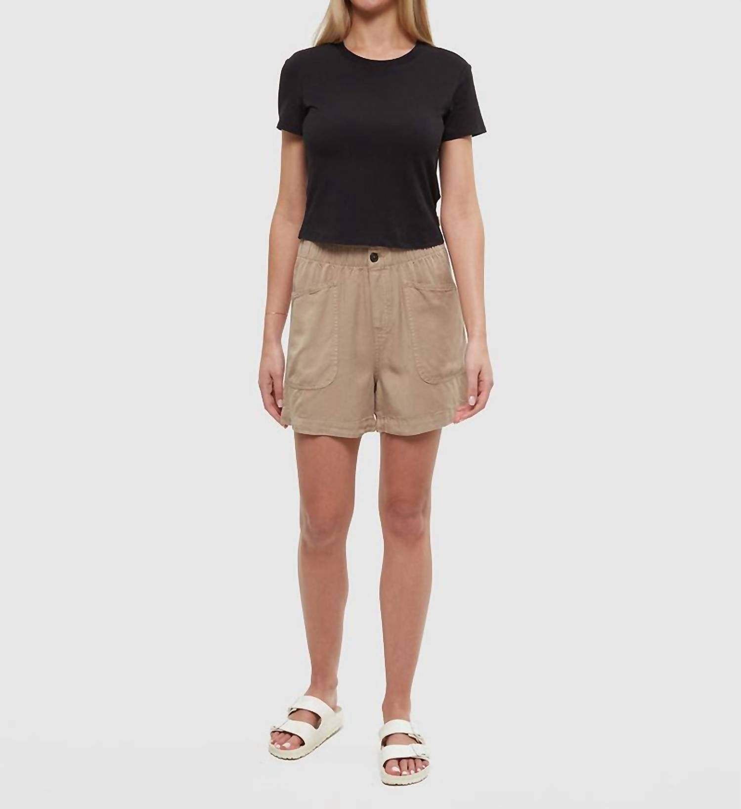 Tentree - Cascades Relaxed High Rise Pull - on Short - beige - clothing - high - waist