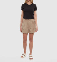 Tentree - Cascades Relaxed High Rise Pull - on Short - beige - clothing - high - waist