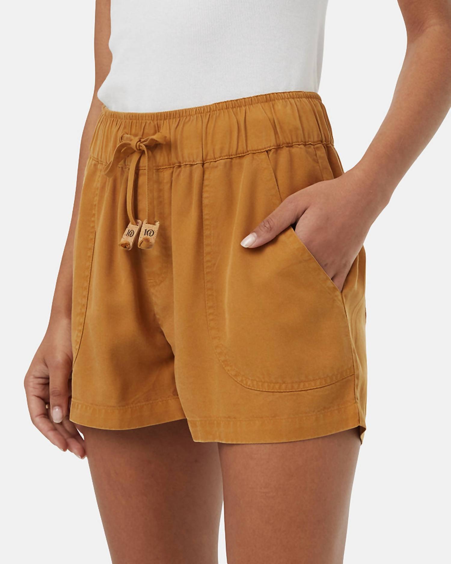 Tentree - Tencel Instow Mid - rise Pull - on Short - brown - clothing - high - waist