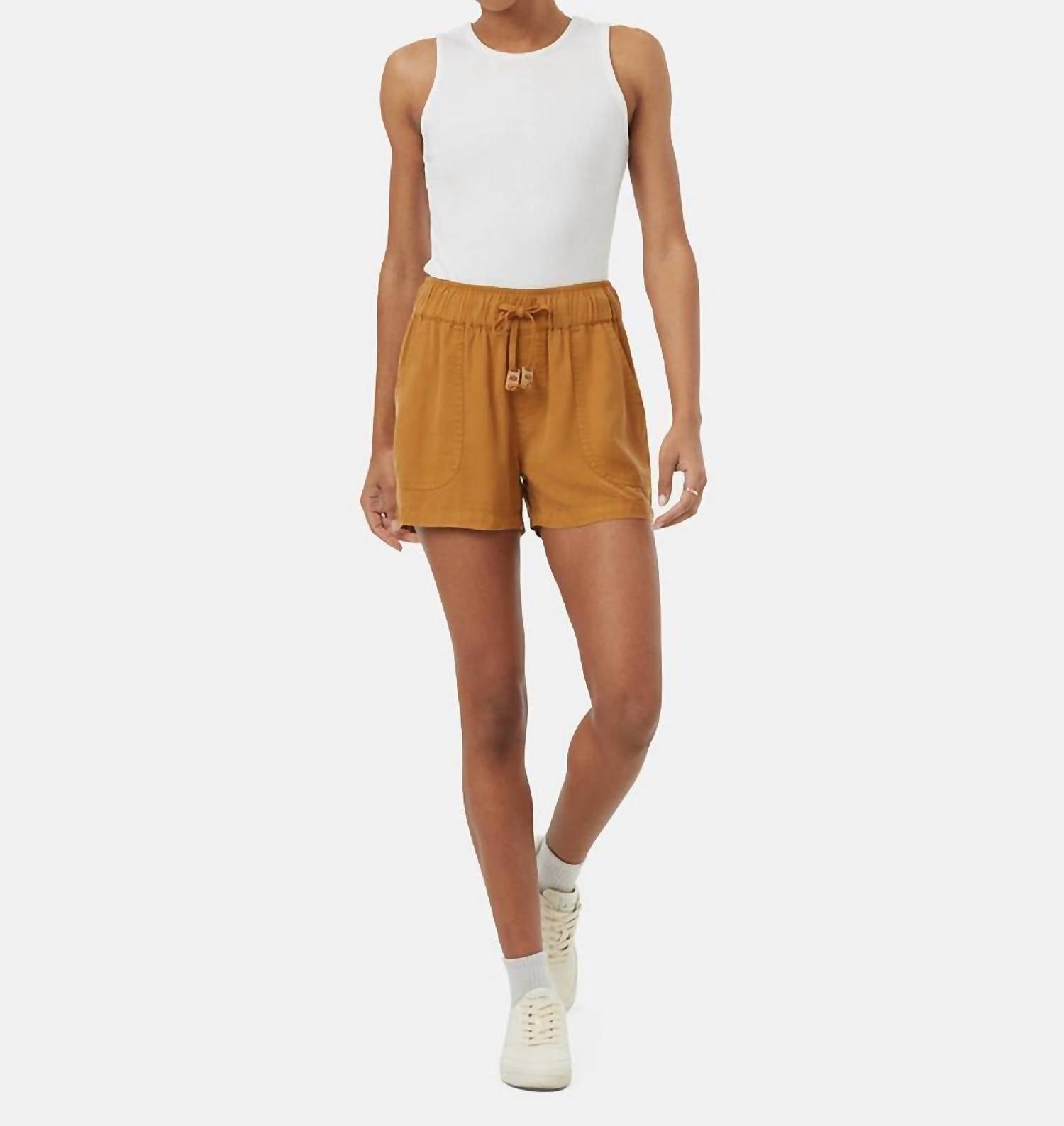 Tentree - Tencel Instow Mid - rise Pull - on Short - brown - clothing - high - waist