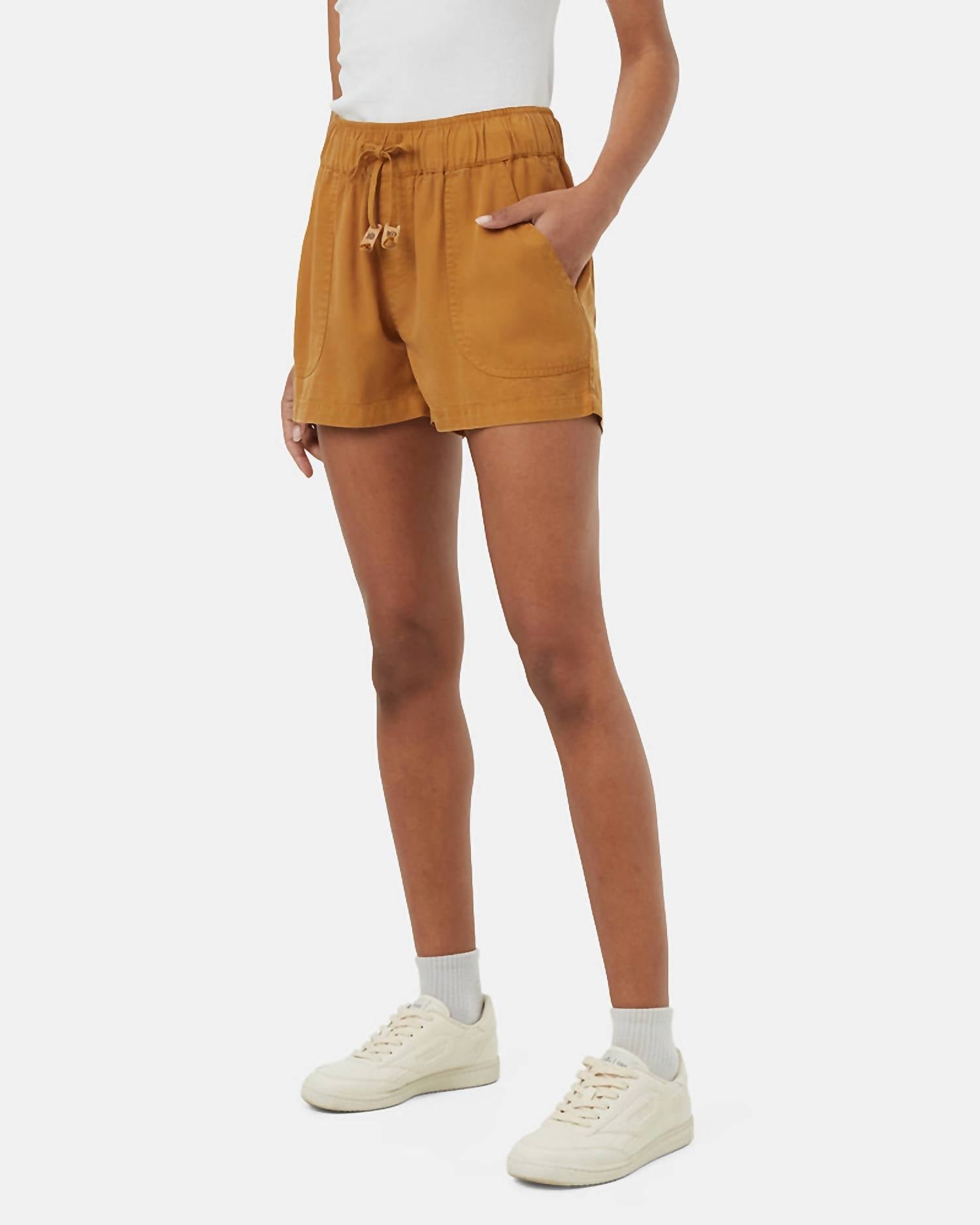 Tentree - Tencel Instow Mid - rise Pull - on Short - brown - clothing - high - waist
