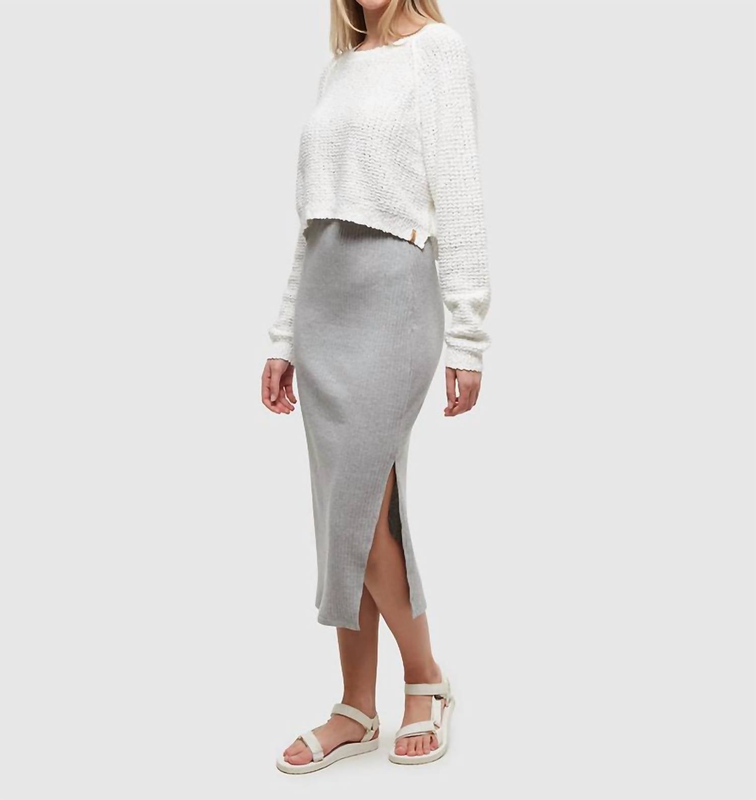 Tentree - Walden Slim Fit High - rise Midi Knit Rib Skirt - clothing - cotton - blend - grey