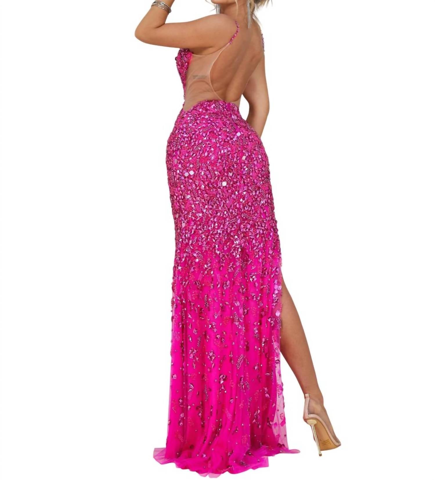 Terani Couture - Sleeveless Plunging Neckline Bodycon Tulle Long Prom Dress - clothing - dresses - patterned