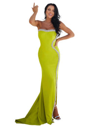 Terani Couture - Strapless Sparkly Crepe Column Evening Dress - clothing - dresses - green