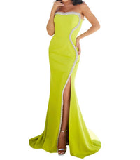 Terani Couture - Strapless Sparkly Crepe Column Evening Dress - clothing - dresses - green